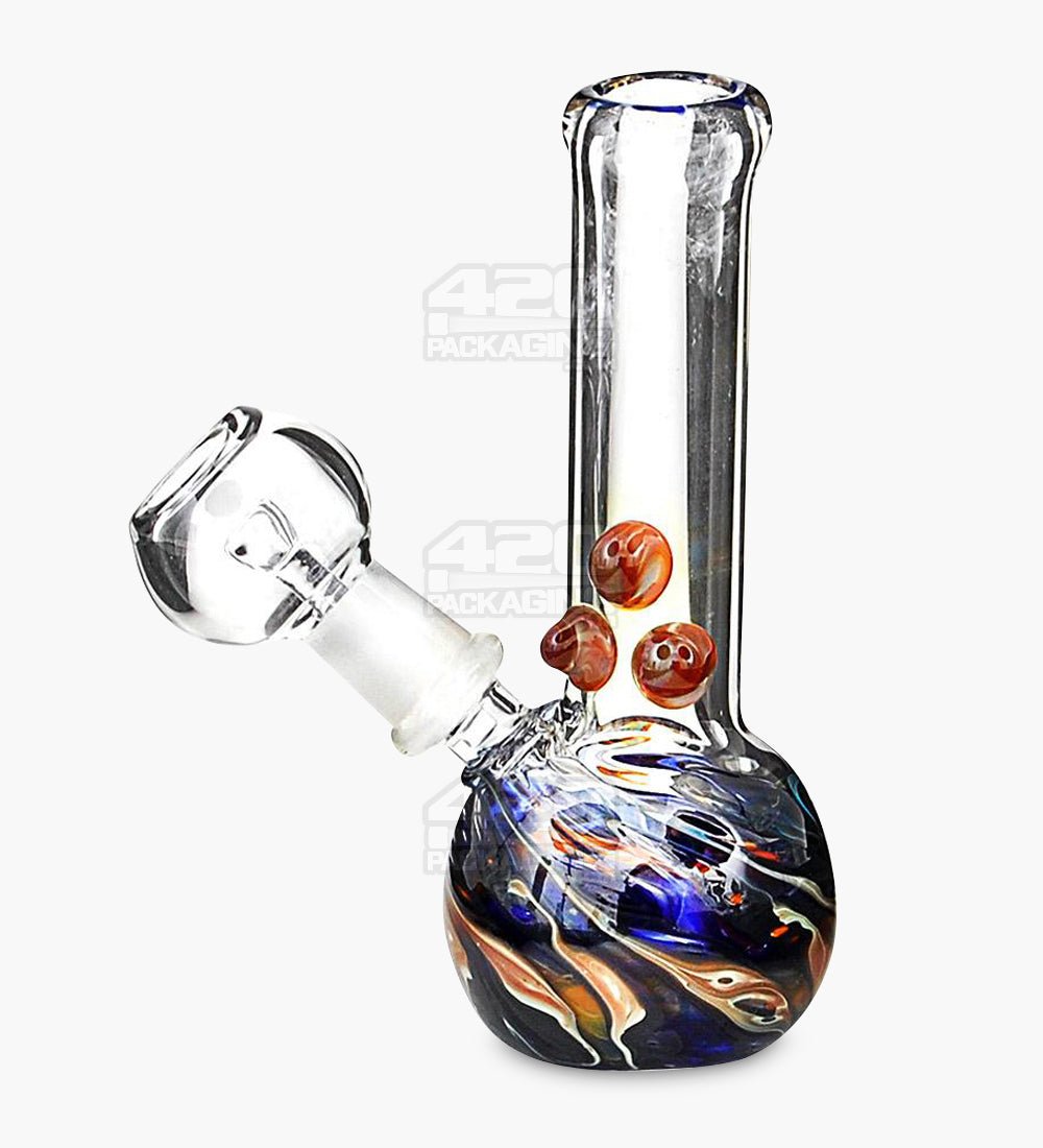 USA Glass Straight Neck Raked Glass Egg Dab Rig w/ Triple Knockers | 4in Tall - 10mm Dome & Nail - Assorted - 1