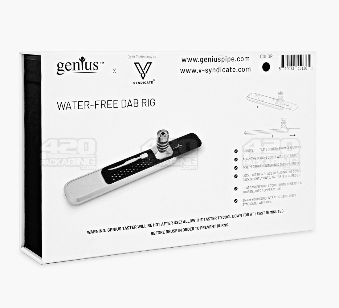 Genius Pipe x V-SYNDICATE Magnetic Slider Water-Free Dab Rig | 6in Long - Metal - Silver - 6