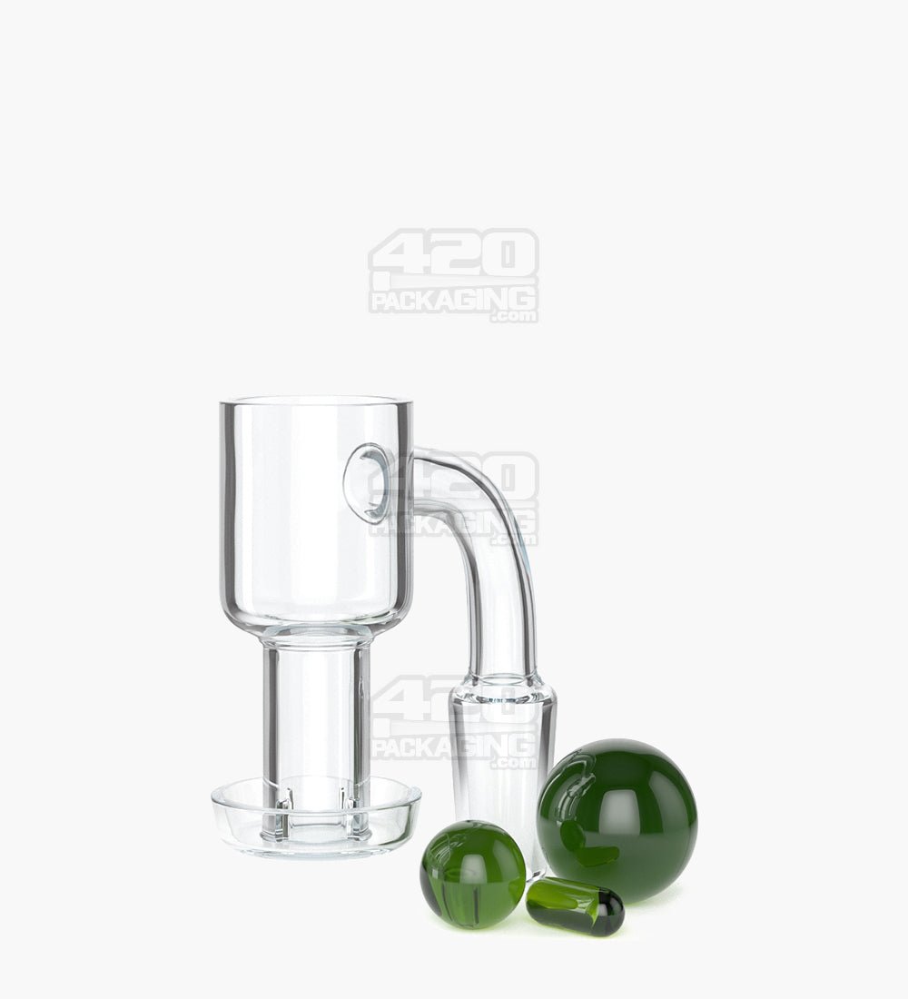 Assorted Quartz Banger Nail Terp Slurper Set w/ Eyeball Pearl & Carb Cap | 14mm - 90 Degree - Male - 15