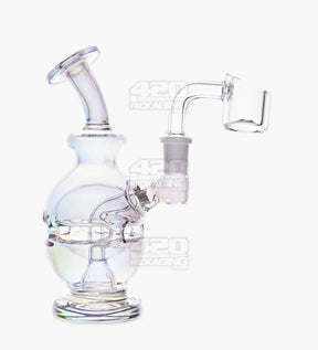 Faberge Egg Glass Dab Rig | 5in Tall - 10mm Banger - Iridescent - 1