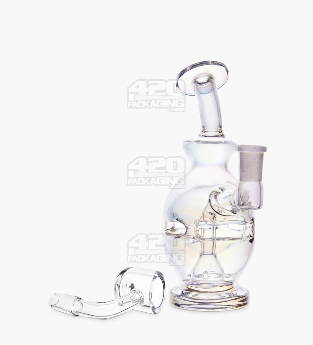 Faberge Egg Glass Dab Rig | 5in Tall - 10mm Banger - Iridescent - 2