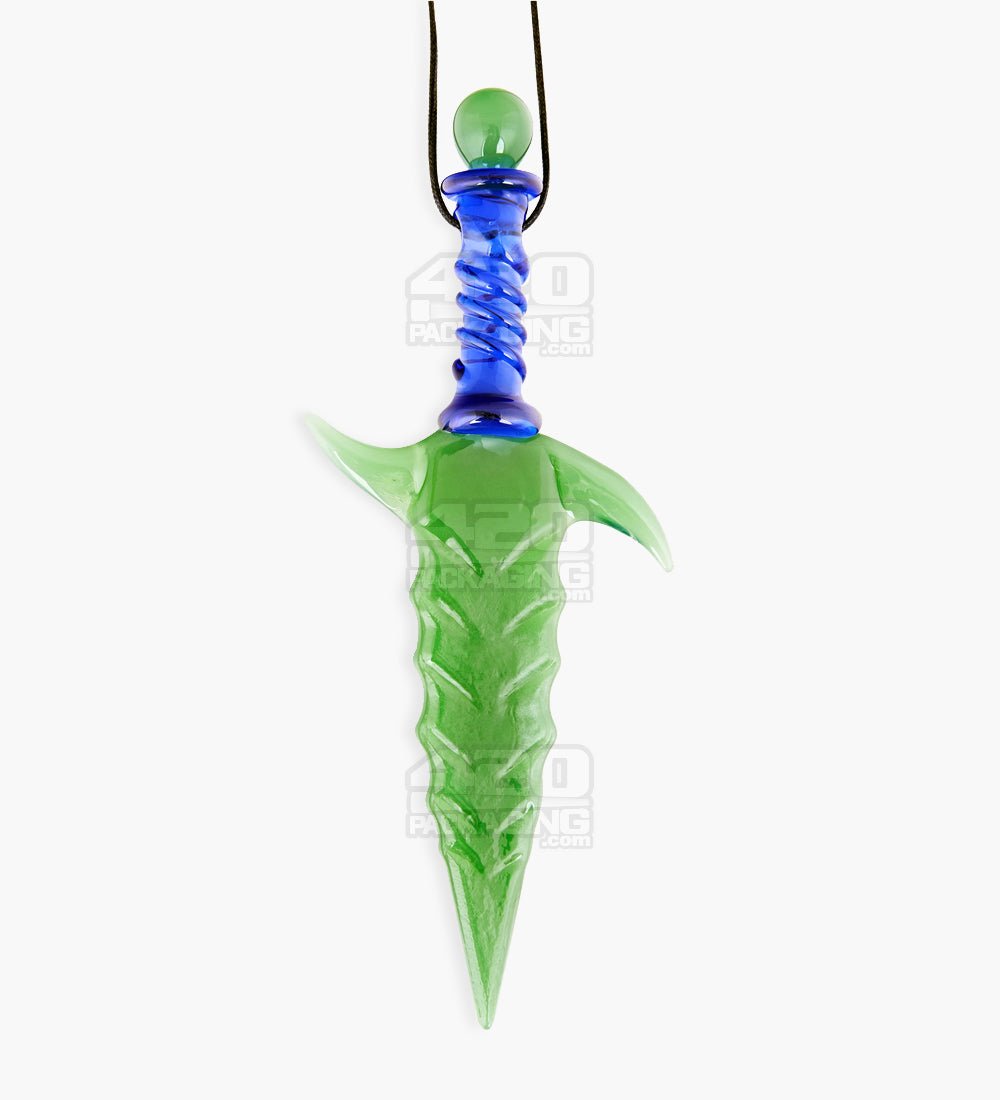 Assorted Glass Hunting Dagger Pendant Dabber Tool w/ Necklace Strings - 1
