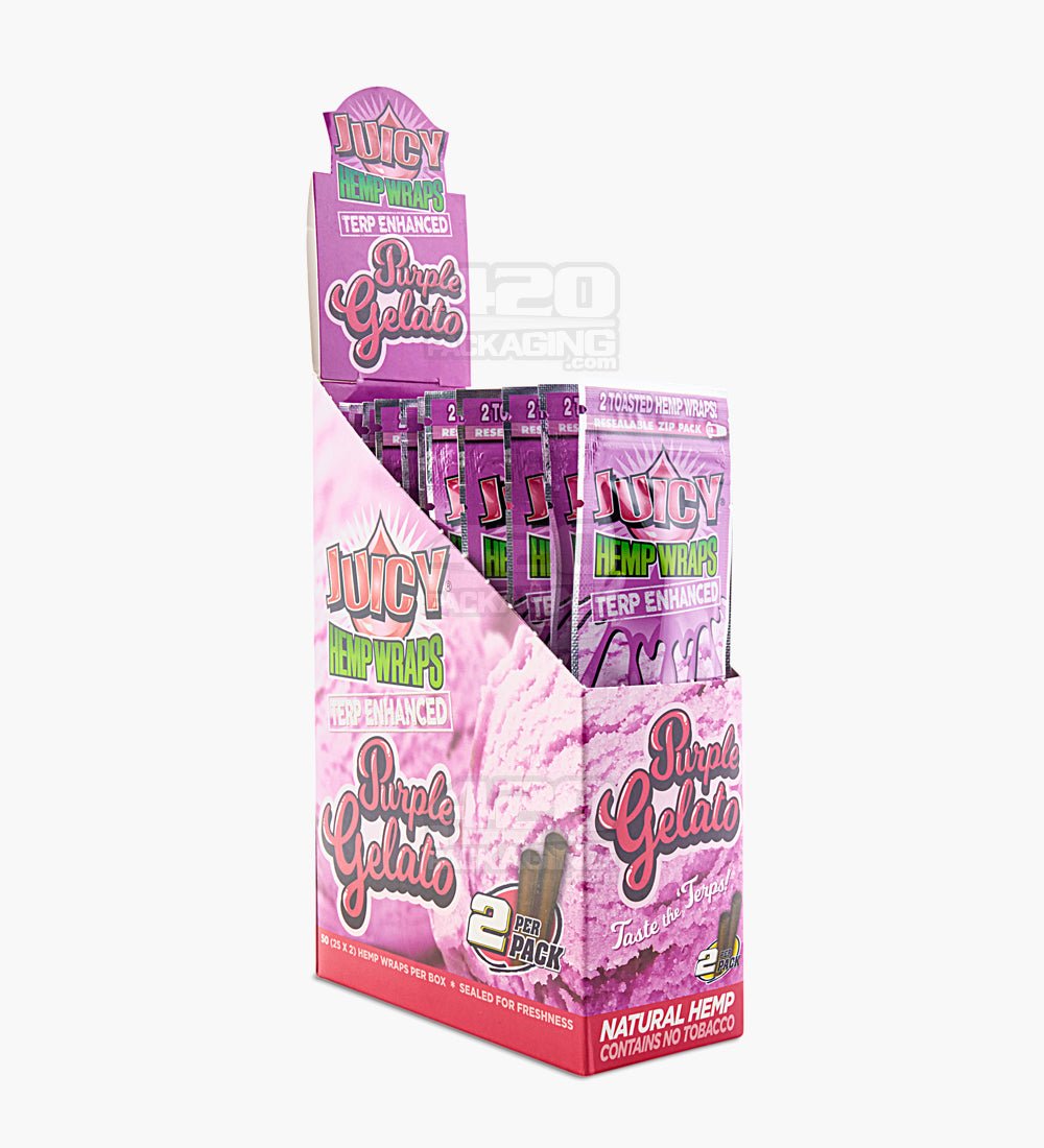 Juicy Jay's Purple Gelato Terpene Enhanced Natural Hemp Wraps 25/Box - 1