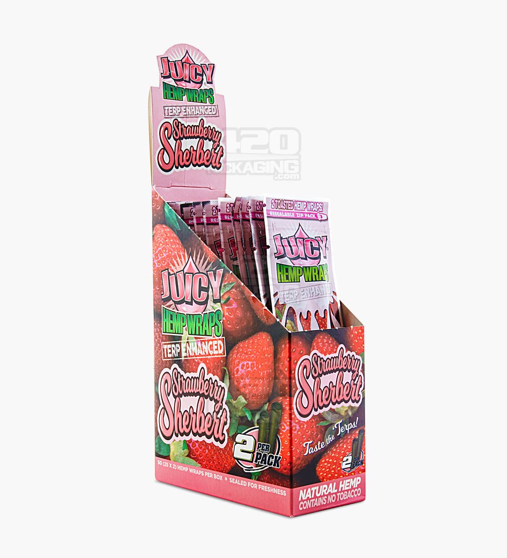 Juicy Jay's Strawberry Sherbert Terpene Enhanced Natural Hemp Wraps 25/Box - 1