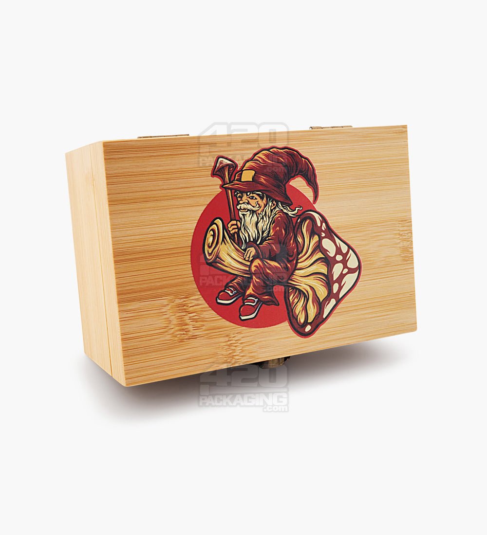 Wizard Riding Mushroom Wooden Latch Lock Stash Box w/ Accessories | 152mm - Wood - 1