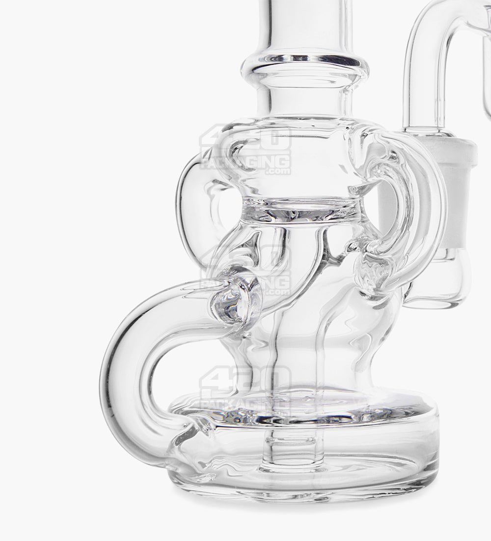 USA Glass | Bent Neck Mini Dual Uptake Glass Dab Rig | 4.25in Tall - 14mm Banger - Clear - 2