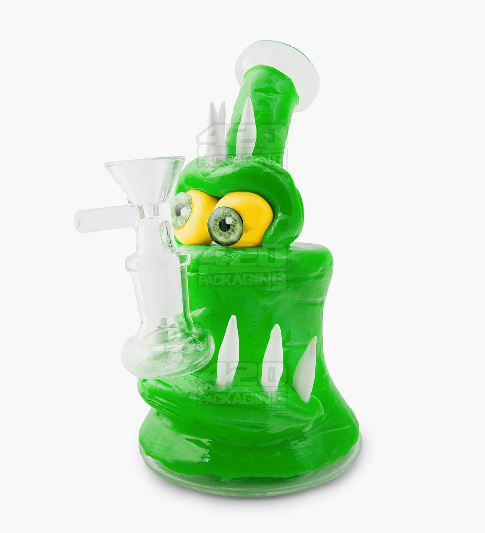 Monster Three Horned Cyclops Water Pipe | 6.5in Tall - 14mm Bowl - Green - 1