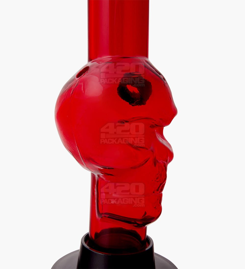 Straight Neck Acrylic Skull Water Pipe | 8in Tall - Grommet Bowl - Assorted - 4
