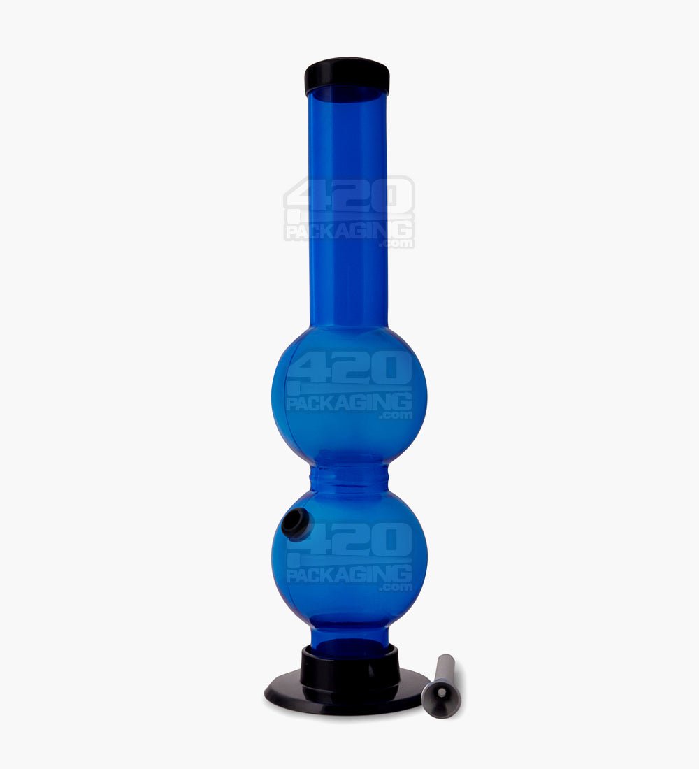 Double Chamber | Straight Neck Acrylic Water Pipe | 12in Tall - Grommet Bowl - Assorted - 2
