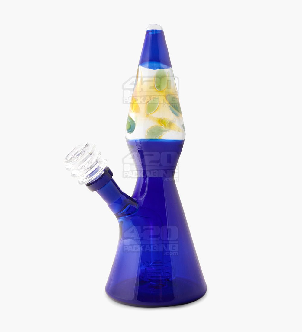 Fumed Lava Lamp Style Glass Water Pipe w/ Showerhead Percolator | 8.5in Tall - 14mm Bowl - Assorted - 1