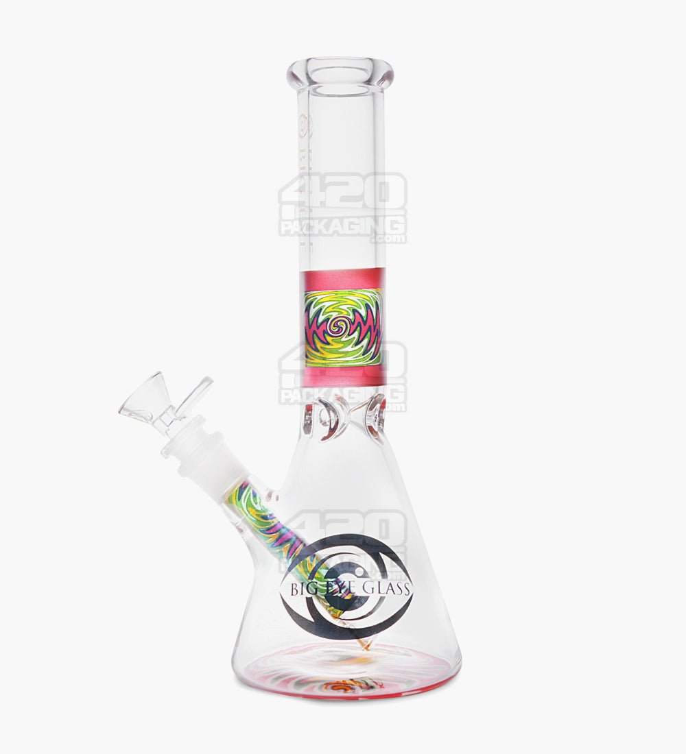 Straight Neck Wig Wag Big Eye Glass Water Pipe w/ Ice Catcher | 10.5in Tall - 14mm Bowl - Assorted - 2