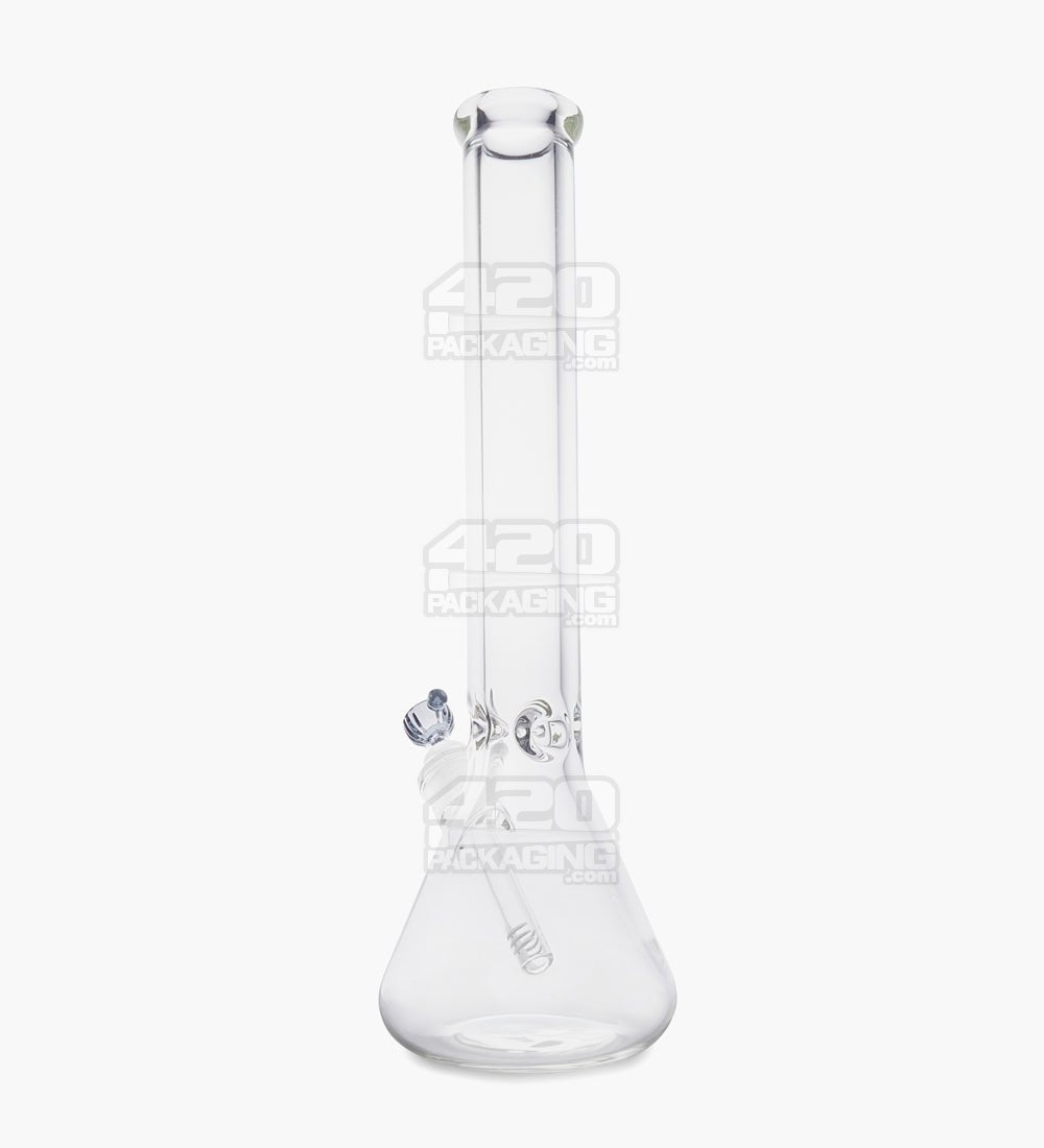 USA Glass | Straight Neck Heavy Thick Glass Beaker Water Pipe w/ Ice Catcher | 16in Tall - 14mm Bowl - Clear - 2