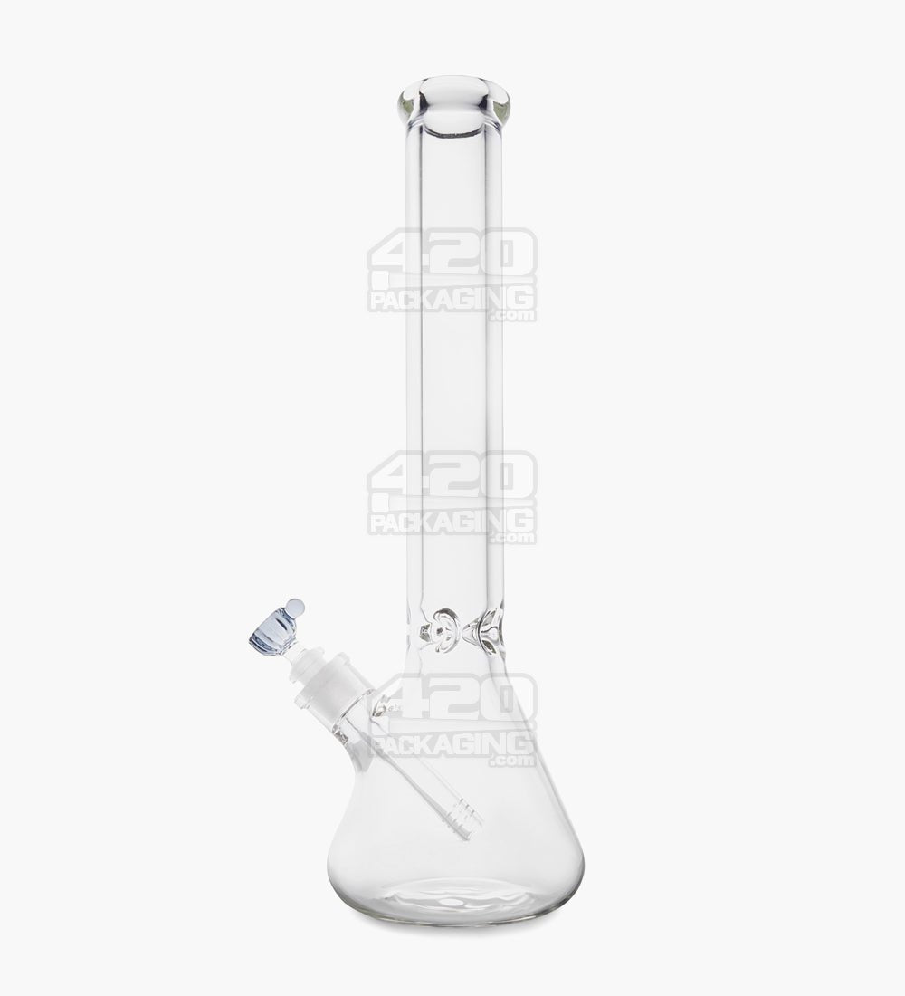 USA Glass | Straight Neck Heavy Thick Glass Beaker Water Pipe w/ Ice Catcher | 16in Tall - 14mm Bowl - Clear - 1