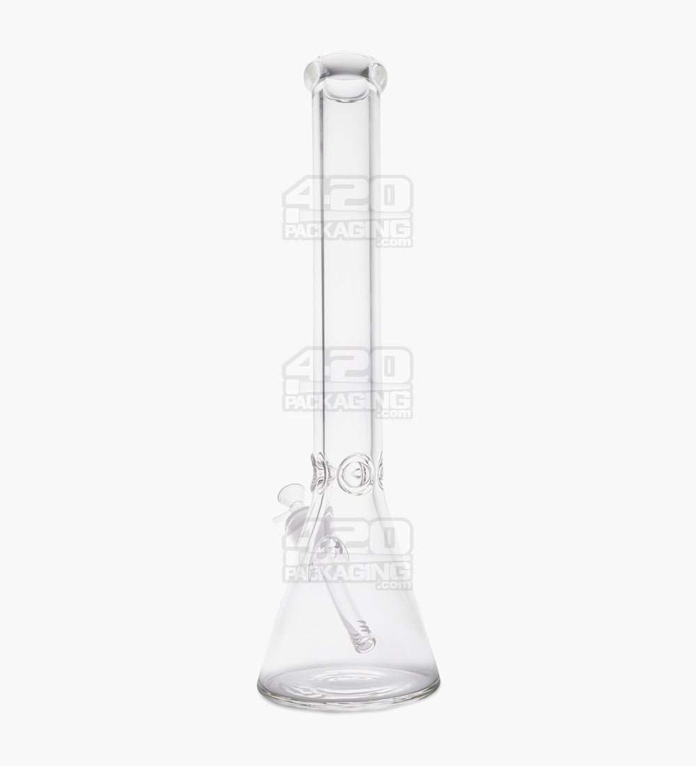USA Glass | Straight Neck Heavy Thick Glass Beaker Water Pipe w/ Ice Catcher | 18in Tall - 14mm Bowl - Clear - 2