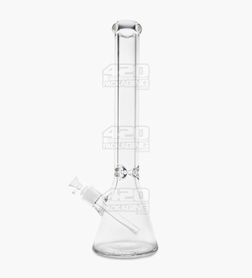 USA Glass | Straight Neck Heavy Thick Glass Beaker Water Pipe w/ Ice Catcher | 18in Tall - 14mm Bowl - Clear - 1