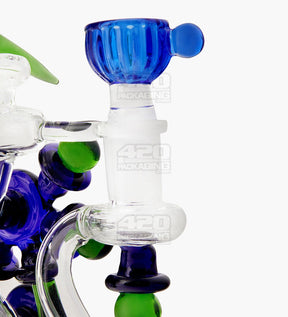 Bent Neck Claw Design Recycler Water Pipe | 7in Tall - 14mm Bowl - Blue Green - 5