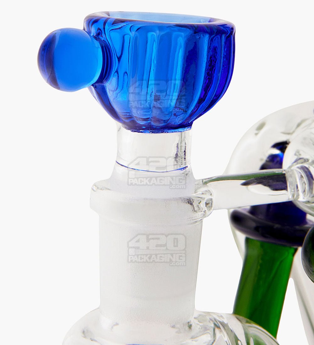 Bent Neck Claw Design Recycler Water Pipe | 7in Tall - 14mm Bowl - Blue Green - 6