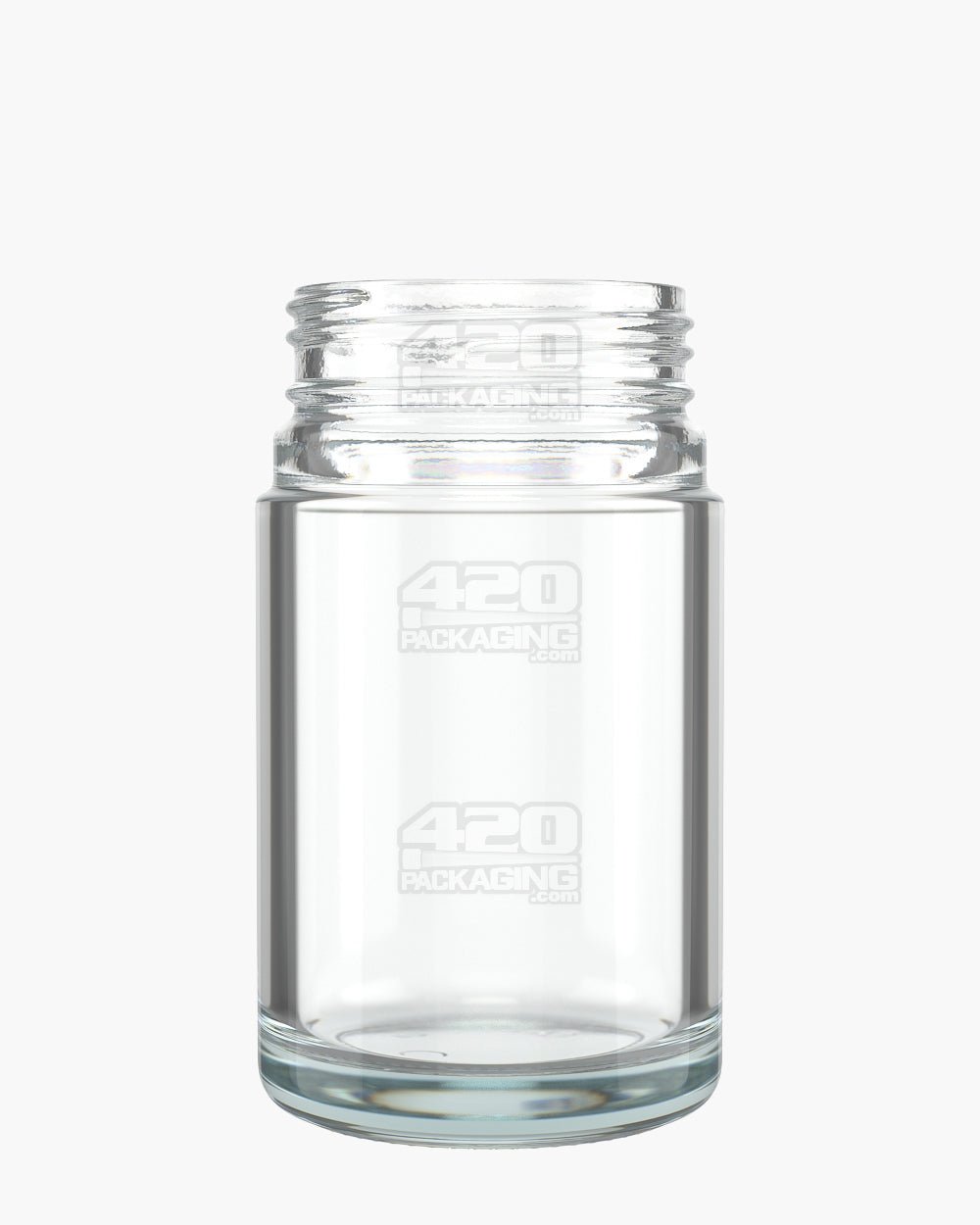 3.75oz Pollen Gear HiLine Straight Sided 45mm Clear Glass Jars 72/Box - 1