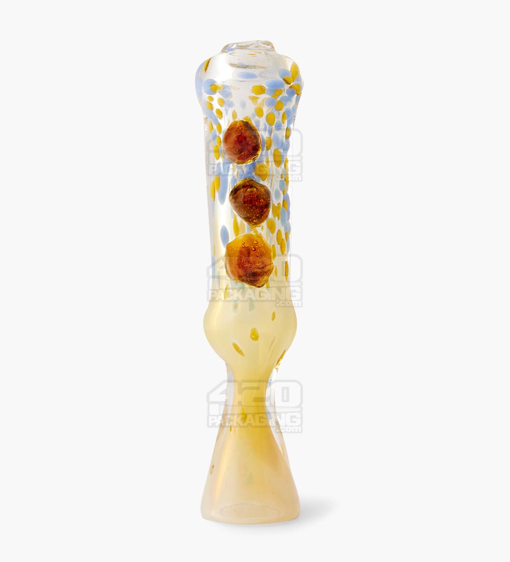 Fume Spotted Flute Chillum Hand Pipe| 3.5in Long - Glass - Assorted - 1