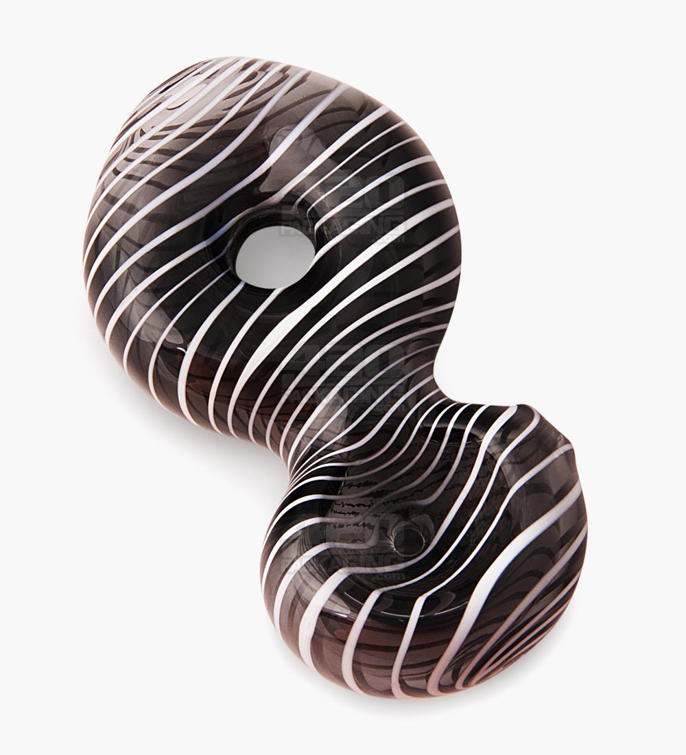 Mini Donut Map Fume White Striped Hand Pipe | 3in Long - Glass - Assorted - 1