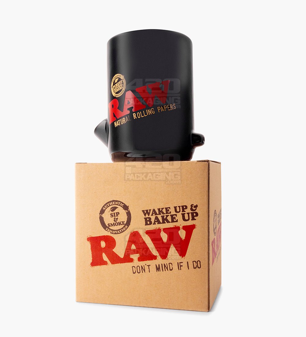 RAW Wake Up & Bake Up Black Ceramic Cone Mug - 6