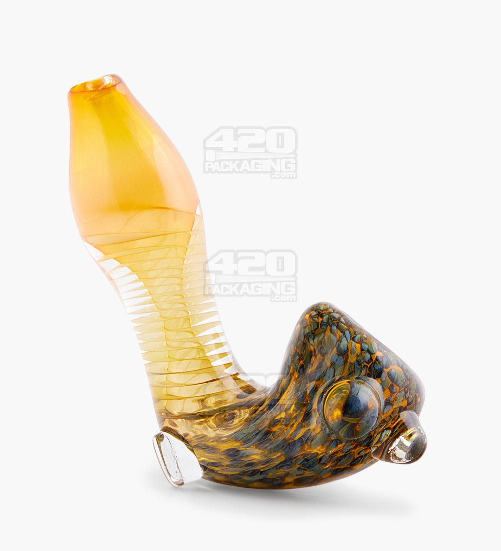 Gold Fumed & Spotted Frit Sherlock Bowl Hand Pipe | 5in Long - Glass - Assorted - 1