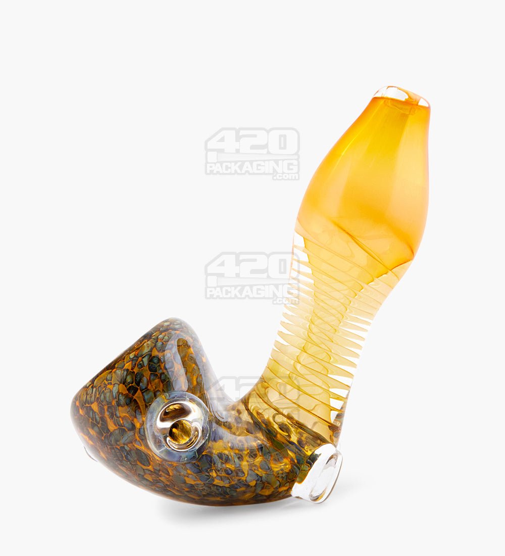 Gold Fumed & Spotted Frit Sherlock Bowl Hand Pipe | 5in Long - Glass - Assorted - 2