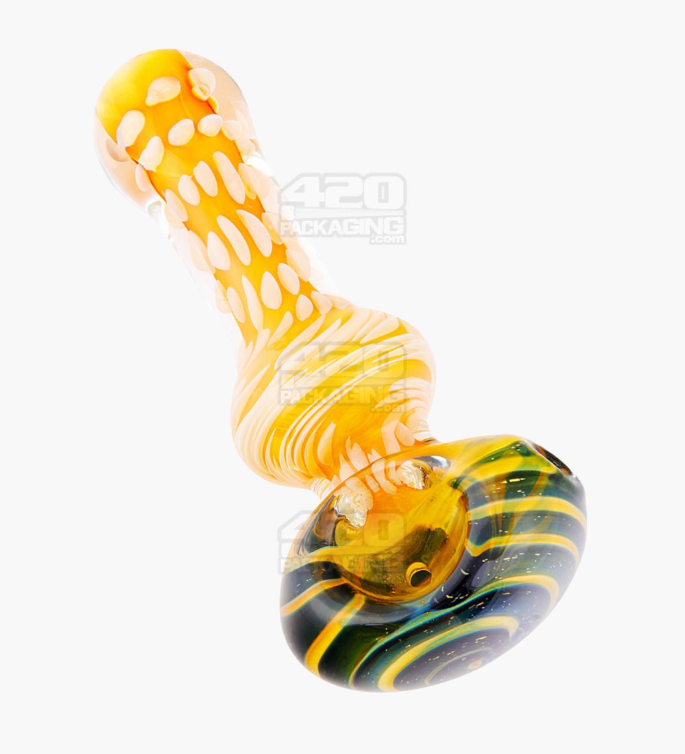 Fumed Spotted Galaxy Swirl Bowl Spoon Hand Pipe | 5in Long - Glass - Assorted - 1