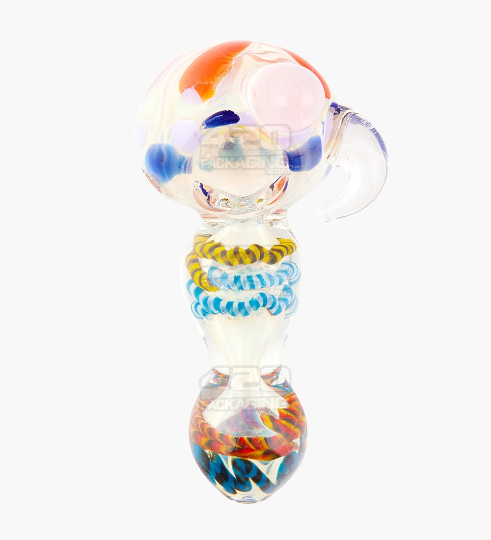 Ribboned & Fumed Spotted Hand Pipe w/ Single Knocker | 4.75in Long - Glass - Assorted - 2