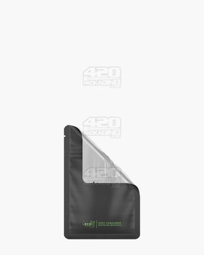 Matte-Black 3" x 4.5" PCR Vista Mylar Tamper Evident Bags w/ Tear Notch (1 gram) 1000/Box - 1