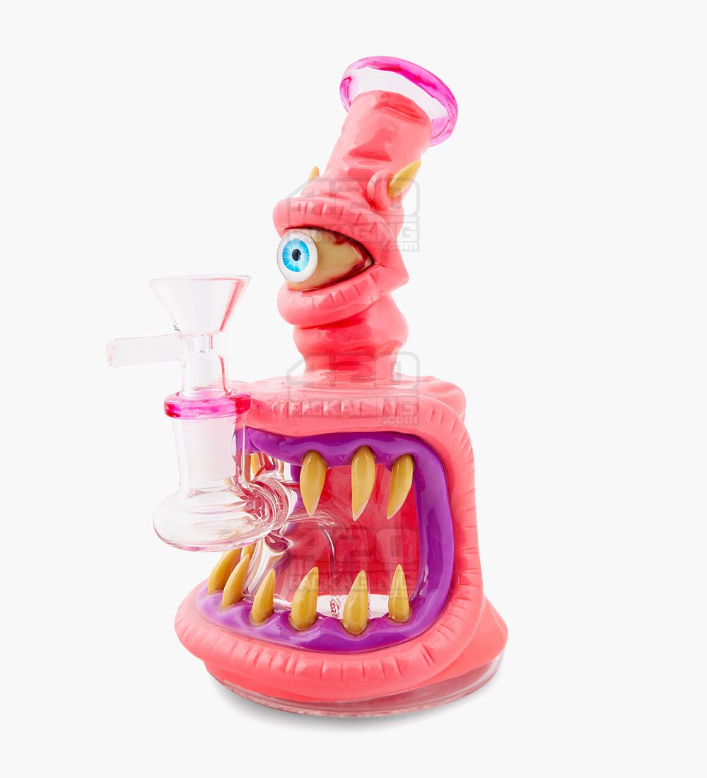 Monster Horned Cyclops Water Pipe | 7in Tall - 14mm Bowl - Pink - 1
