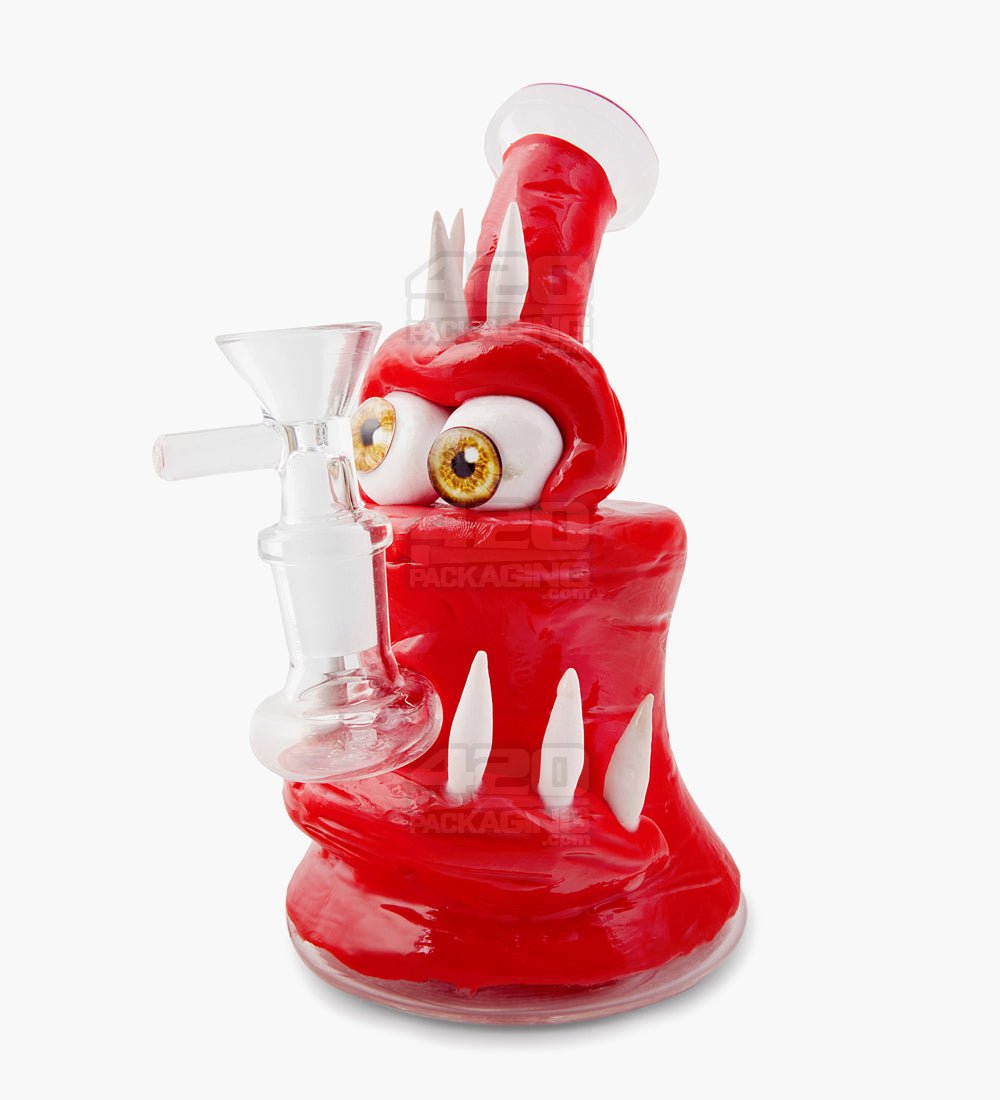 Monster Three Horned Water Pipe | 6.5in Tall - 14mm Bowl - Red - 1