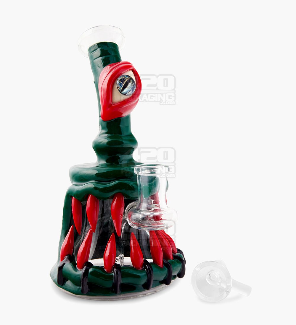 Monster Angled Cyclops Water Pipe | 7in Tall - 14mm Bowl - Green - 2