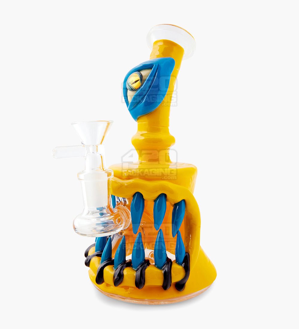 Monster Angled Cyclops Water Pipe | 7in Tall - 14mm Bowl - Yellow - 1