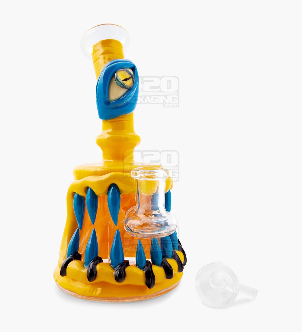 Monster Angled Cyclops Water Pipe | 7in Tall - 14mm Bowl - Yellow - 2