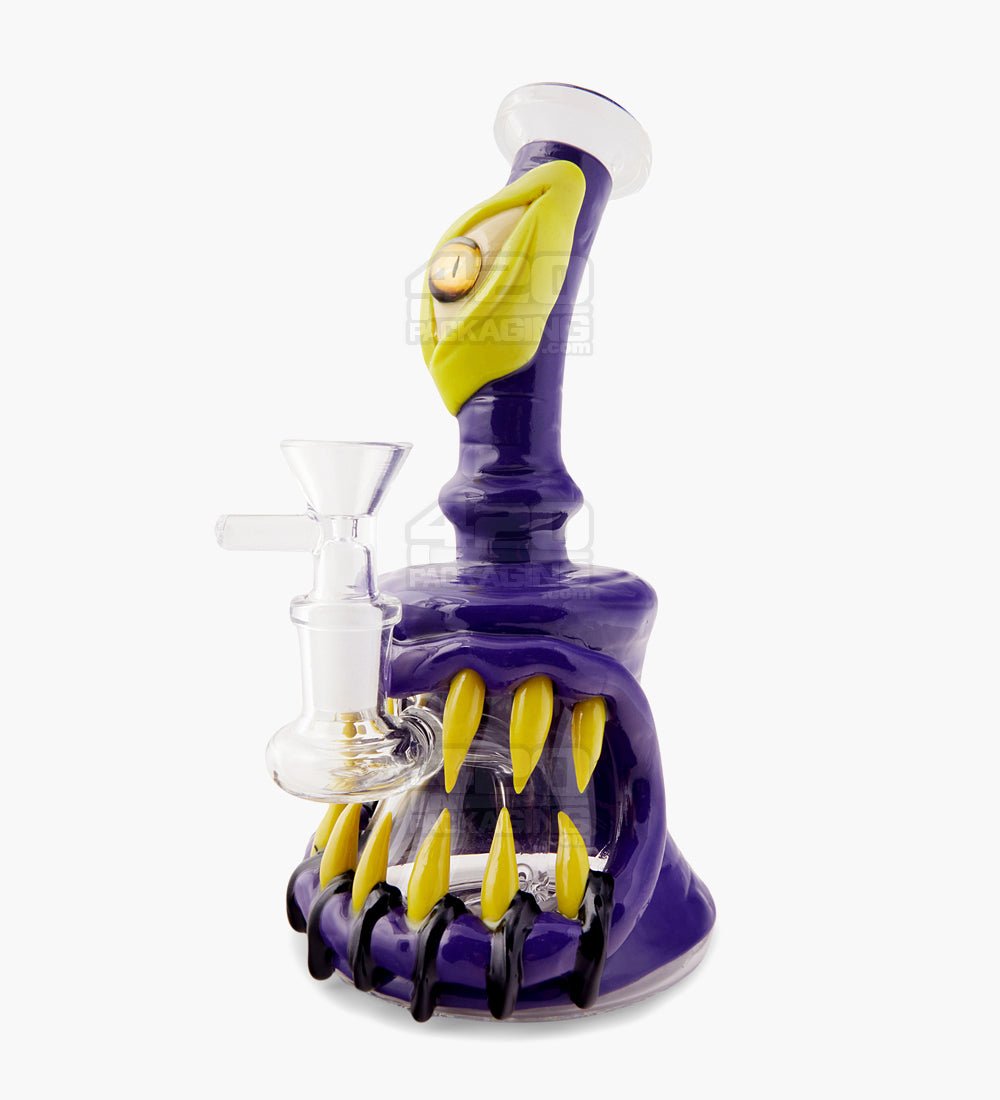 Monster Angled Cyclops Water Pipe | 7in Tall - 14mm Bowl - Purple - 1