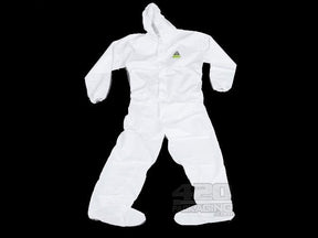 White Disposable Microporous Coveralls with Hood Medium - 1