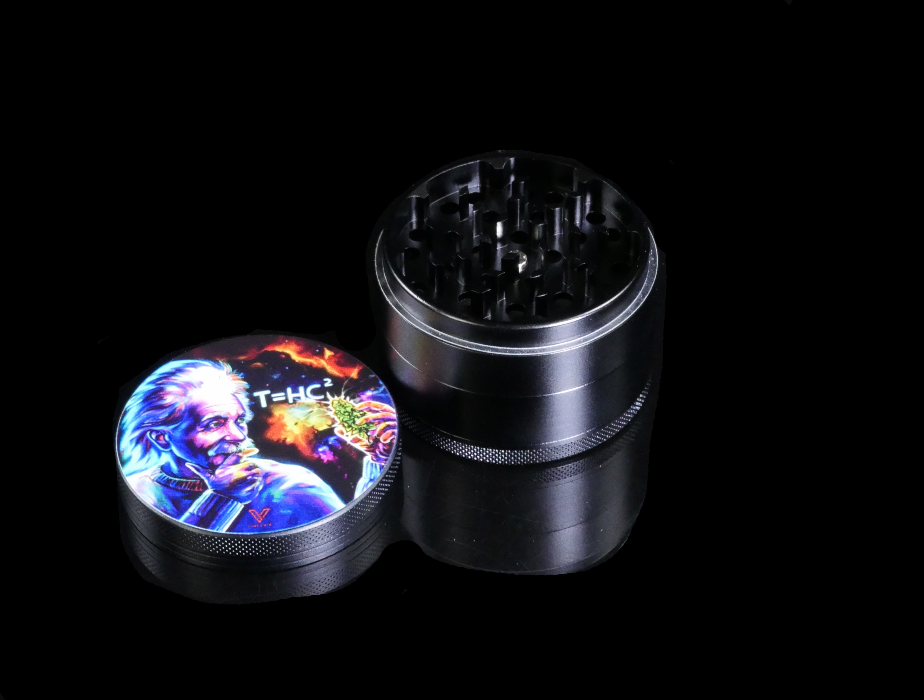 V Syndicate 63mm Einstein Black 4 Piece Sharp Shred Grinder - 1