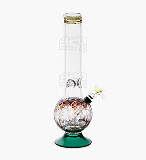 USA Glass Straight Neck Raked & Gold Fumed Glass Egg Water Pipe w/ Ice Catcher | 11in Tall - Grommet Bowl - Assorted - 1