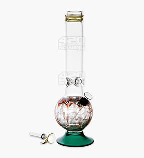 USA Glass Straight Neck Raked & Gold Fumed Glass Egg Water Pipe w/ Ice Catcher | 11in Tall - Grommet Bowl - Assorted - 2