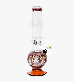 USA Glass Straight Neck Raked & Gold Fumed Glass Egg Water Pipe w/ Ice Catcher | 11in Tall - Grommet Bowl - Assorted - 4