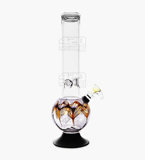 USA Glass Straight Neck Raked & Gold Fumed Glass Egg Water Pipe w/ Ice Catcher | 11in Tall - Grommet Bowl - Assorted - 5
