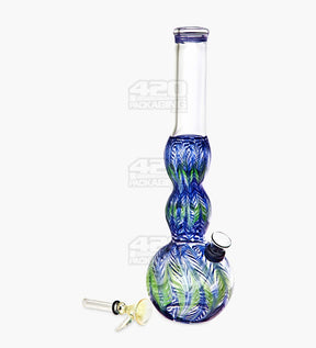 USA Glass | Bulged Neck Raked Glass Egg Water Pipe | 11in Tall - Grommet Bowl - Assorted - 2