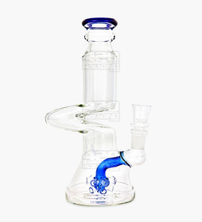 Z-Neck Atomic Perc Glass Beaker Water Pipe | 7in Tall - 14mm Bowl - Blue - 1
