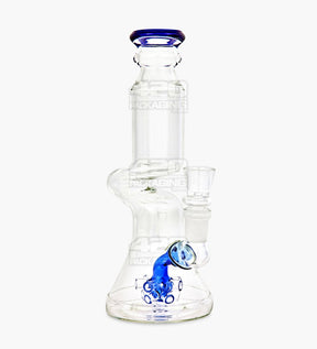 Z-Neck Atomic Perc Glass Beaker Water Pipe | 7in Tall - 14mm Bowl - Blue - 2