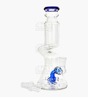Z-Neck Atomic Perc Glass Beaker Water Pipe | 7in Tall - 14mm Bowl - Blue - 3