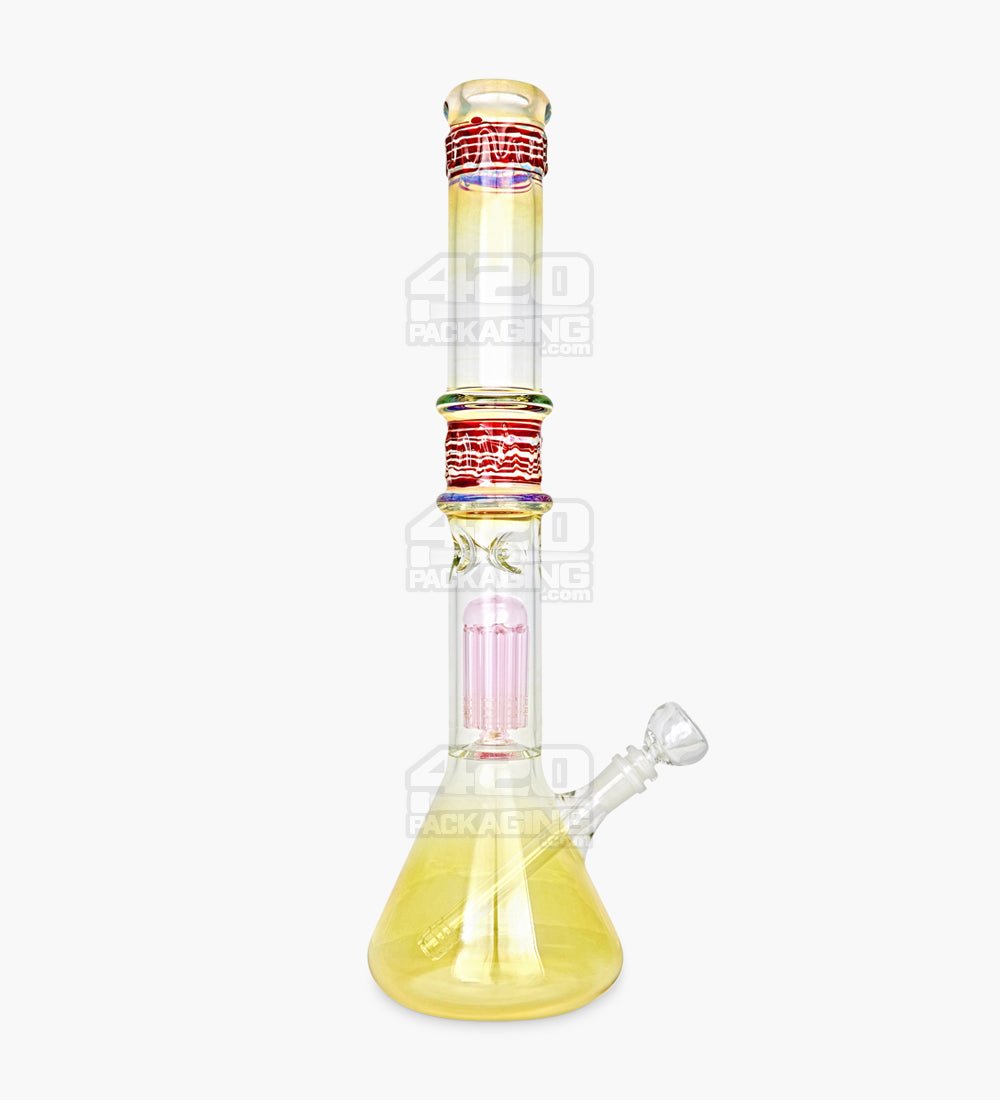 USA Glass Straight Neck Tree Perc Fumed Glass Beaker Water Pipe w/ Ice Catcher | 18in Tall - 18mm Bowl - Assorted - 1