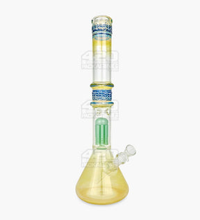 USA Glass Straight Neck Tree Perc Fumed Glass Beaker Water Pipe w/ Ice Catcher | 18in Tall - 18mm Bowl - Assorted - 9