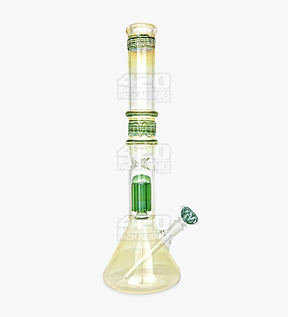 USA Glass Straight Neck Tree Perc Fumed Glass Beaker Water Pipe w/ Ice Catcher | 18in Tall - 18mm Bowl - Assorted - 10