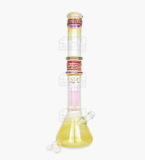 USA Glass Straight Neck Tree Perc Fumed Glass Beaker Water Pipe w/ Ice Catcher | 18in Tall - 18mm Bowl - Assorted - 2